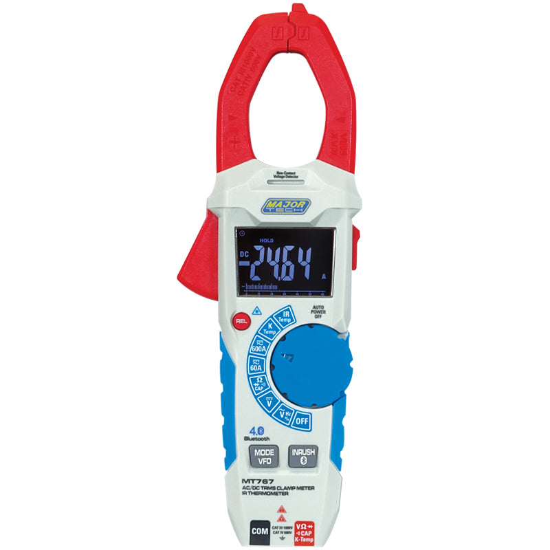 Major Tech True RMS AC/DC IR Thermometer Clamp Meter with Bluetooth MT767