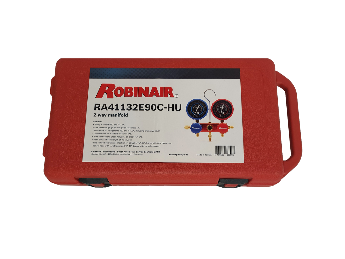 Robinair 41132e90c Hu 2 Way Analog Manifold R32410a With 90cm Hoses Cool Tools Hvac R 1256